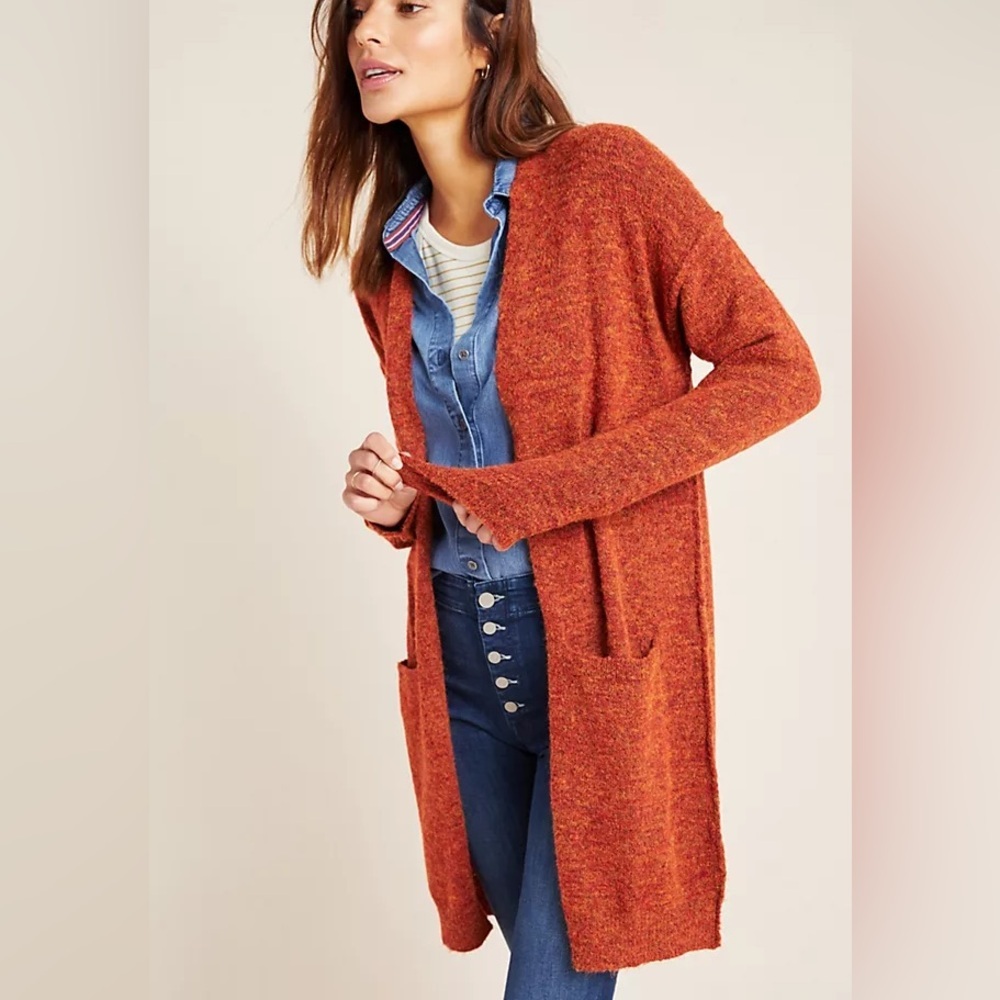 Anthropologie | Jolie Burnt Orange Wool Blend Cardigan Sweater Size Small